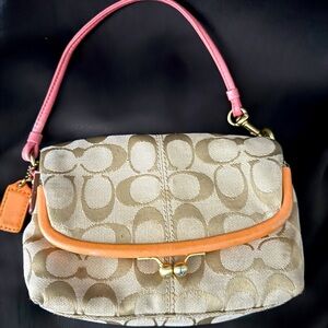 Coach Signature Canvas foldover Kisslock wristlet